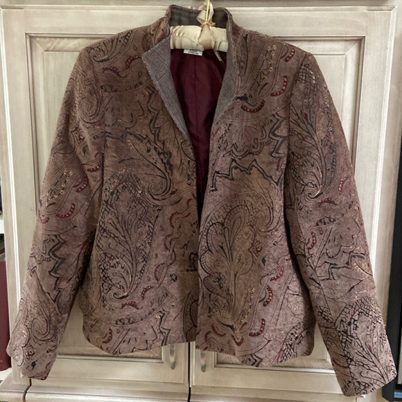 Roth LeCovan blazer sz 10 euc embroidered corduroy - Picture 1 of 4